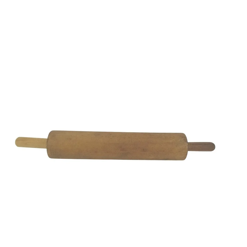 Vintage Wooden Rolling Pin Rustic Farmhouse Kitchen Tool Integrated‎ Handles